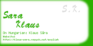 sara klaus business card